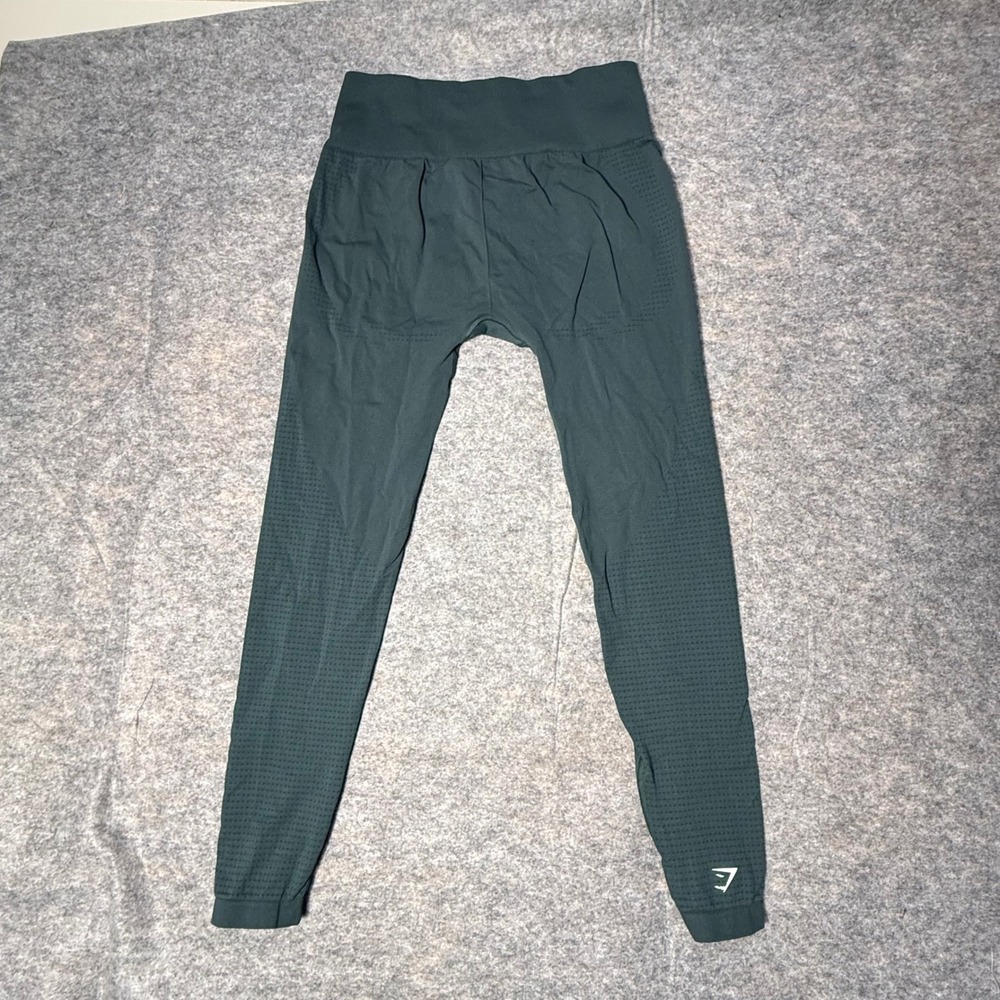 Gymshark Energy+ Seamless Leggings Womens Large Dark Green High Waisted Mesh